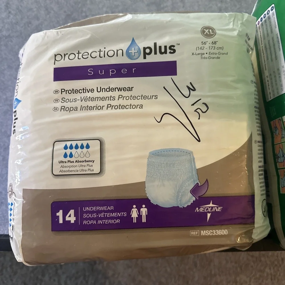FitRight Medline Ultra Briefs XL 27 count And Protection Plus XL 11 Count